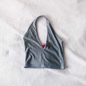 Grey Halter Crop Top